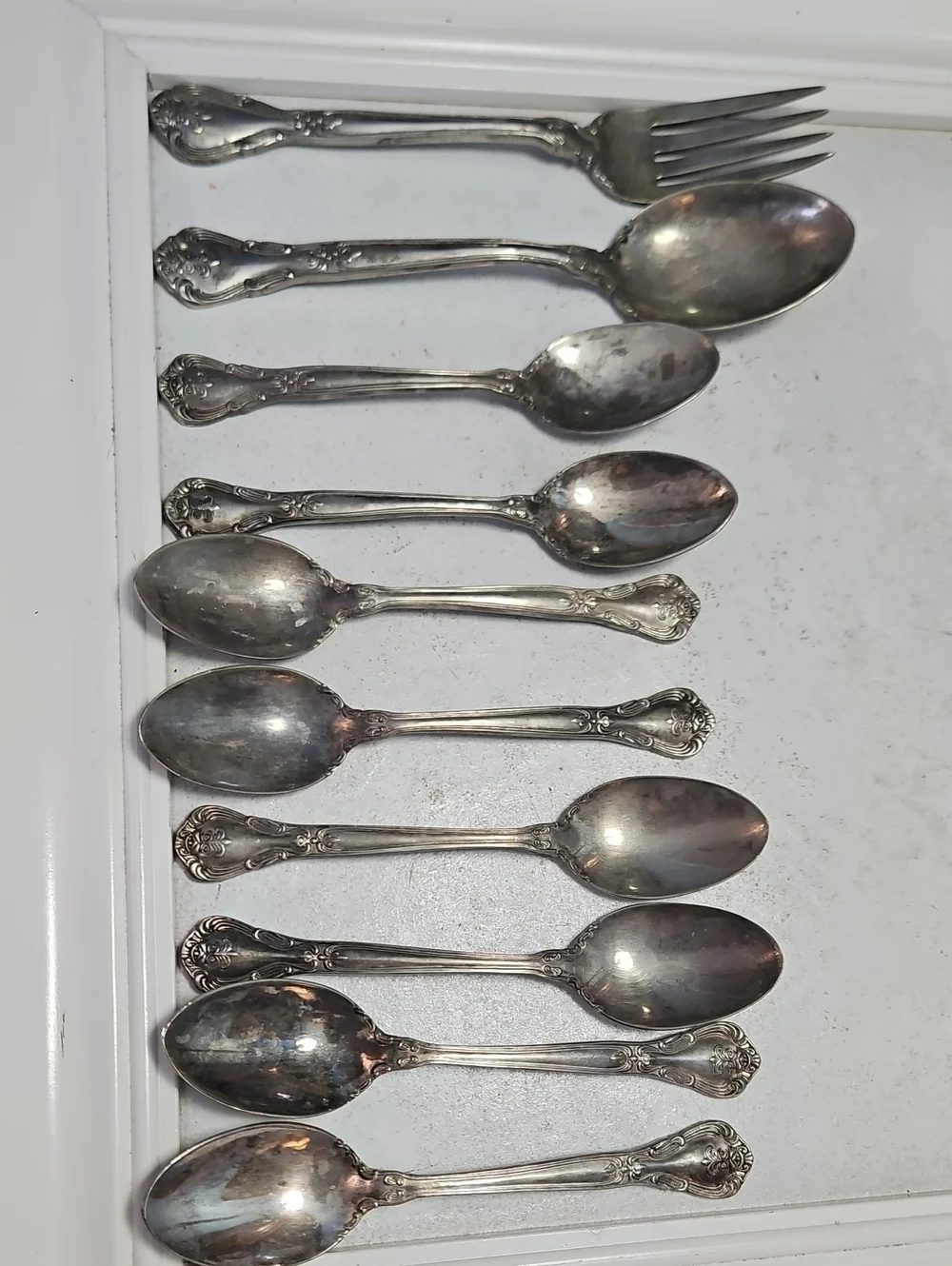 Vintage Godinger Silver Plated Serving Spoon & Fork & 8 Tablespoons